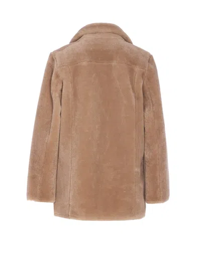 Urbancode Reversible Faux Fur Coat With Suede Interior In Brown