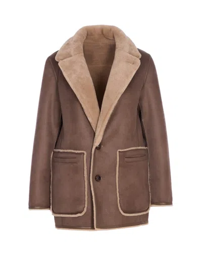 Urbancode Reversible Faux Fur Coat With Suede Interior In Brown