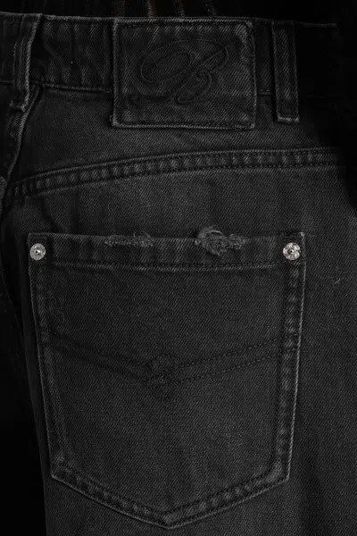 Blumarine Black Jeans With Belt Loops And Embroidery On The Front In Denim Woman In Black