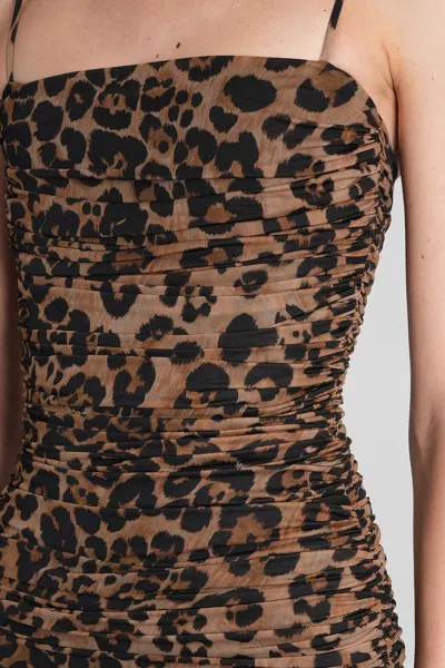 Blumarine Leopard-print Ruched Gown In Brown