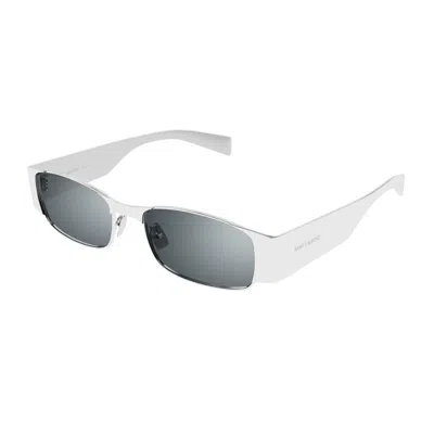 Saint Laurent Sl 738 Linea Sl Logo 001 Silver Silver Sunglasses In Gray