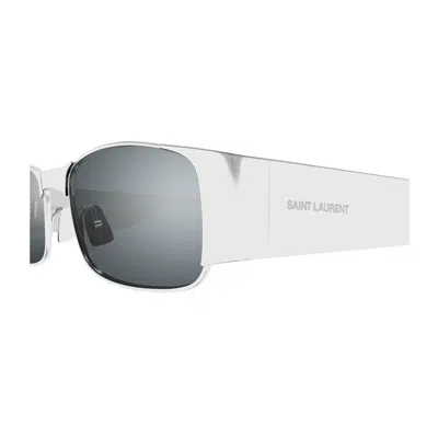 Saint Laurent Sl 738 Linea Sl Logo 001 Silver Silver Sunglasses In Gray