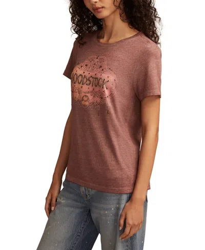 Lucky Brand Woodstock Embellished Graphic T-shirt In Pink