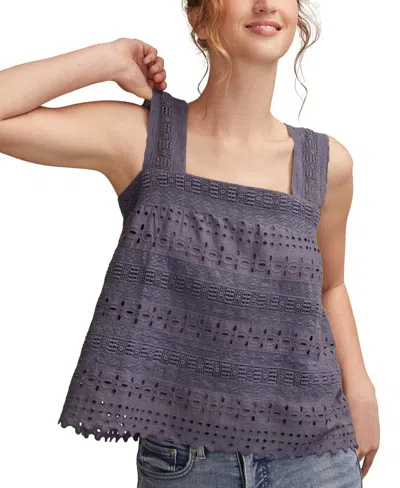 Lucky Brand Women's Eyelet Swing Tank Top In Purple