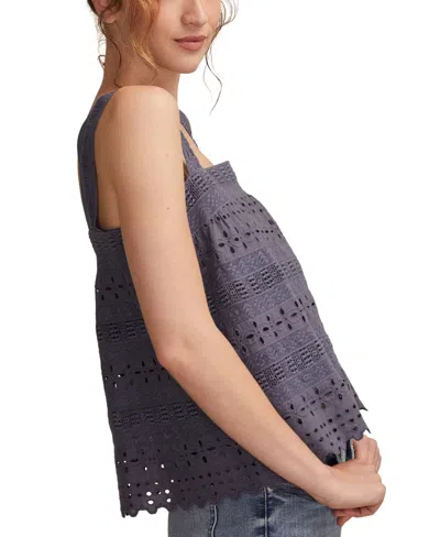 Lucky Brand Women's Eyelet Swing Tank Top In Purple