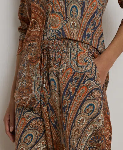 Ralph Lauren Paisley Crepe Wide-leg Pant In Multi