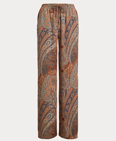 Ralph Lauren Paisley Crepe Wide-leg Pant In Multi