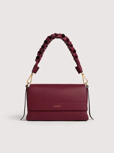 Coccinelle Borsa A Spalla In Pelle Double Boheme Grana Double Small In Burgundy