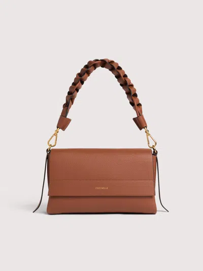 Coccinelle Borsa A Spalla In Pelle Double Boheme Grana Double Small In Brown