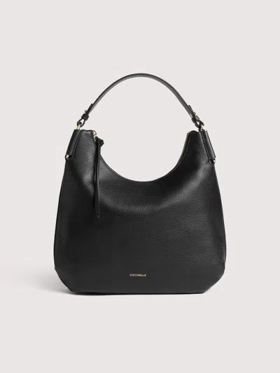 Coccinelle Malory Grained-leather Shoulder Bag In Black