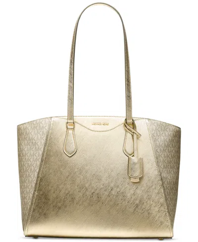 Michael Kors Taryn Large Dual Finish Tote In Neutral