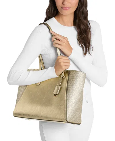 Michael Kors Taryn Large Dual Finish Tote In Neutral