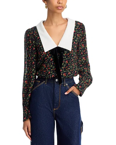 French Connection Yasmin Collared Crepe Top In Black