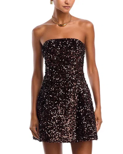 Bardot Helene Sequin Strapless Mini Dress In Brown