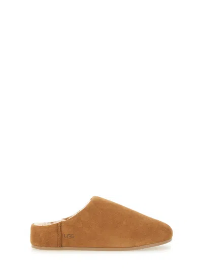 Ugg Slip-on Sandals With Smooth Suede Exterior In Brown