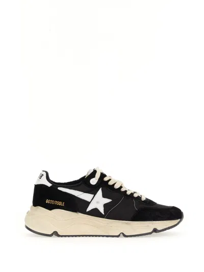 Golden Goose Black Leather Sneakers With Contrasting Design Elements In Black