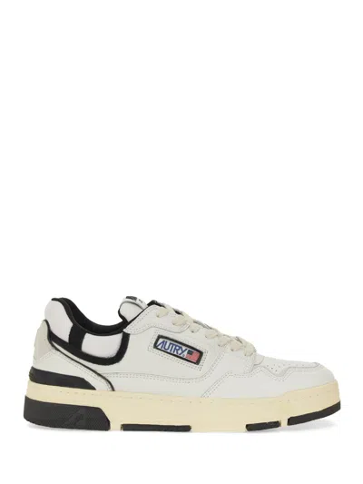 Autry White Low Top Sneakers With Black Details And Logo Patch In Leather And Suede Man In Multi