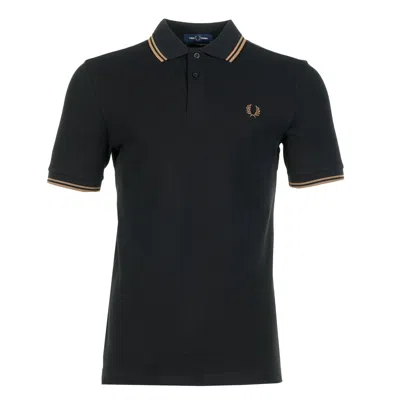 Fred Perry Red Hvy Pq Tip Tee In Black