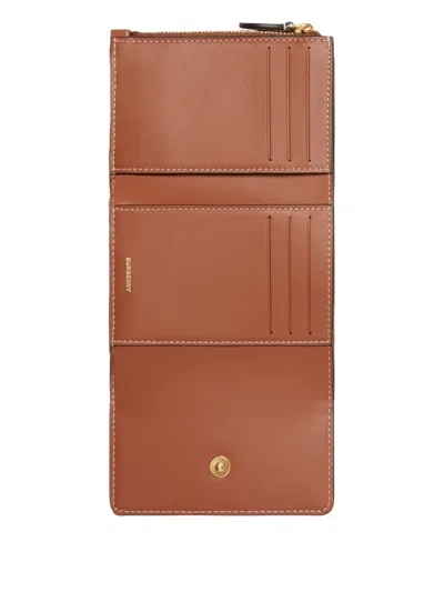 Burberry Book Wallet In Faux Leather In Brown