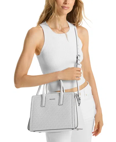 Michael Kors Michael  Laila Medium Signature Logo Satchel In Gray