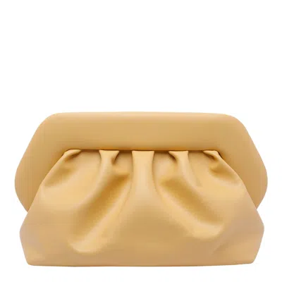 Themoirè Pleated Rectangular Clutch Adaptable Strap In Yellow