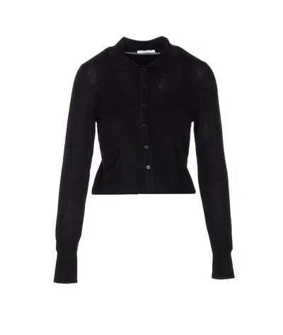 Patrizia Pepe Wool Sweater With Buttons And Internal Top In Black