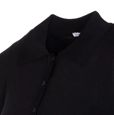 Patrizia Pepe Wool Sweater With Buttons And Internal Top In Black