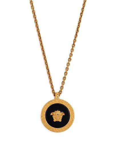 Versace Circular Medusa Necklace In Gold