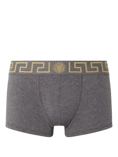 Versace Two-pack Logo-waistband Briefs In Gray