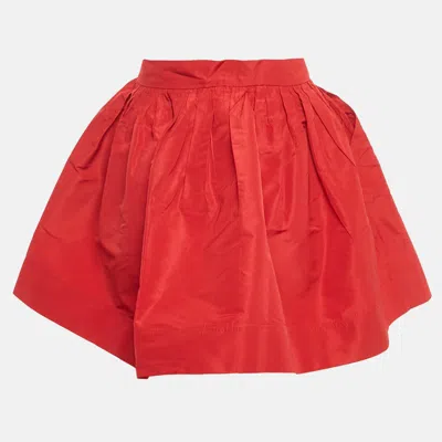 Pre-owned Miu Miu Red Synthetic Gathered Mini Skirt S