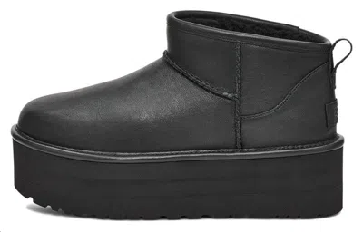 Ugg Leather Classic Mini Platform Boots In Black