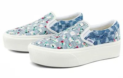 Vans (wmns)  Classic Slip-on Stackform Low-top Sneakers Denim-blue 'blue White' In Multi