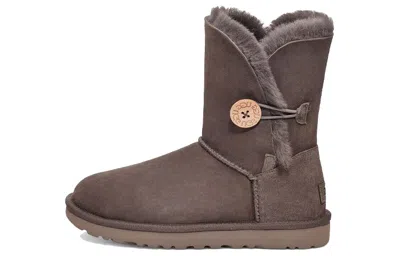 Ugg Bailey Button Suede & Shearling Boot In Brown