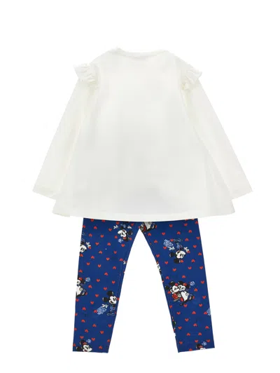 Monnalisa Kids' X Disney Mickey Mouse T-shirt And Leggings Set In Blue