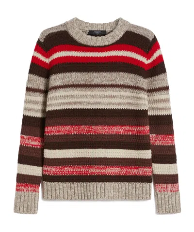 Weekend Max Mara Ilde Stripe Virgin Wool Crewneck Sweater In Multi