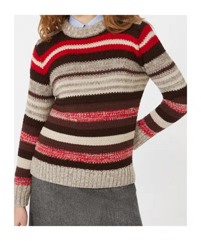 Weekend Max Mara Ilde Stripe Virgin Wool Crewneck Sweater In Multi