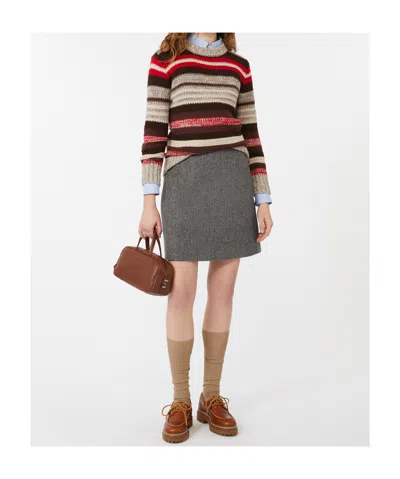Weekend Max Mara Ilde Stripe Virgin Wool Crewneck Sweater In Multi