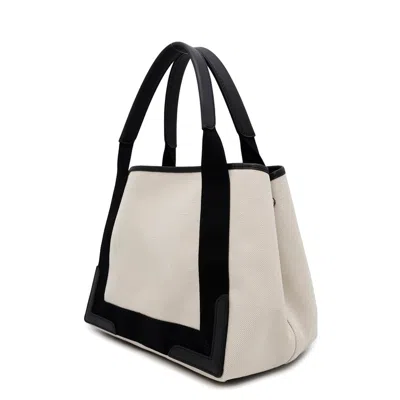 Pre-owned Balenciaga Black White Canvas Leather Tote Bag ()