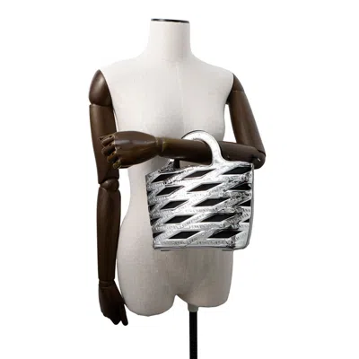 Pre-owned Balenciaga Silver Patent Leather Basket Handbag Shoulder Bag ()