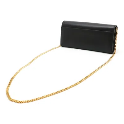 Pre-owned Bally Black Leather Chain/shoulder Wallet ()