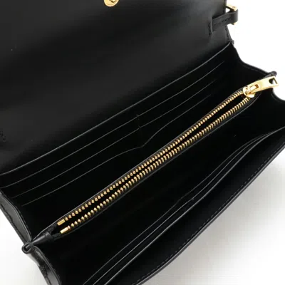 Pre-owned Bally Black Leather Chain/shoulder Wallet ()