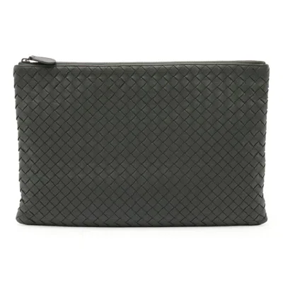 Pre-owned Bottega Veneta Intrecciato Gray Intrecciato Clutch Bag Pouch ()