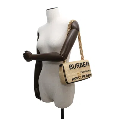 Pre-owned Burberry Beige Raffia Leather Shoulder Bag ()