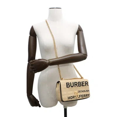 Pre-owned Burberry Beige Raffia Leather Shoulder Bag ()