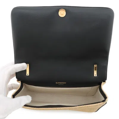 Pre-owned Burberry Beige Raffia Leather Shoulder Bag ()