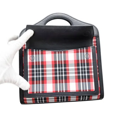 Pre-owned Burberry Black Red Color Nylon Leather Handbag Shoulder Bag ()