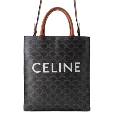 Pre-owned Celine Cabas Gold Canvas Leather Tote Bag ()