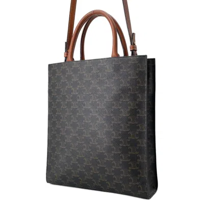 Pre-owned Celine Cabas Gold Canvas Leather Tote Bag ()