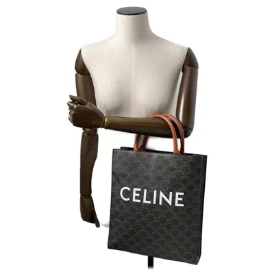 Pre-owned Celine Cabas Gold Canvas Leather Tote Bag ()