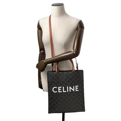 Pre-owned Celine Cabas Gold Canvas Leather Tote Bag ()